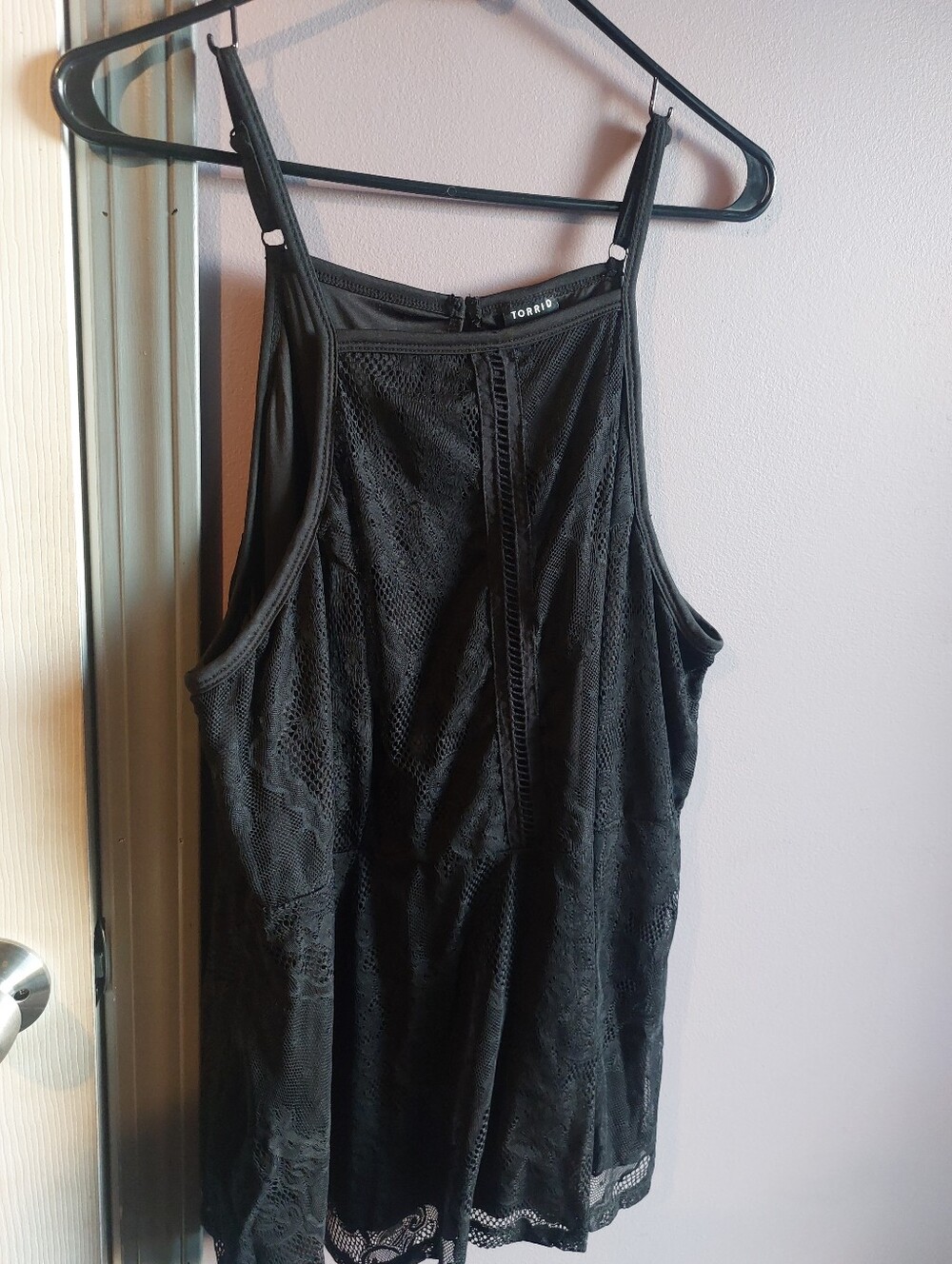 Torrid 3x Black Lace-Front High Neck Cami